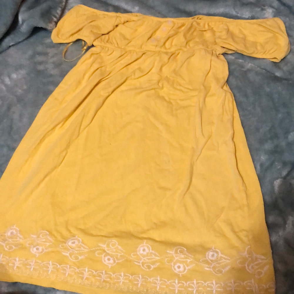 aeropostale yellow off the shoulder dress